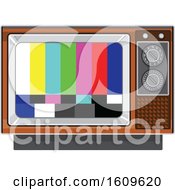 Poster, Art Print Of Vintage Box Television Set With Broadcast Test Alert Stripes On The Screen