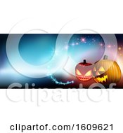 Poster, Art Print Of Halloween Background With Magic Lights And Jackolanterns