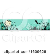 Clipart Of A Halloween Website Banner With Silhouettes Royalty Free Vector Illustration by dero