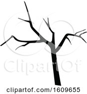 Clipart Of A Halloween Bare Tree Black And White Silhouette Royalty Free Vector Illustration