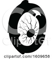 Clipart Of A Halloween Eyeball Black And White Silhouette Royalty Free Vector Illustration by dero