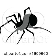 Clipart Of A Halloween Spider Black And White Silhouette Royalty Free Vector Illustration by dero