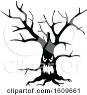 Poster, Art Print Of Halloween Ent Tree Black And White Silhouette