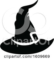 Clipart Of A Halloween Witch Hat Black And White Silhouette Royalty Free Vector Illustration