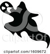 Clipart Of A Halloween Ghost Black And White Silhouette Royalty Free Vector Illustration by dero