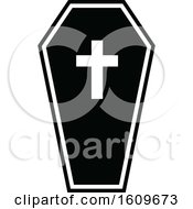 Clipart Of A Halloween Coffin Black And White Silhouette Royalty Free Vector Illustration