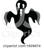 Clipart Of A Halloween Ghost Black And White Silhouette Royalty Free Vector Illustration by dero