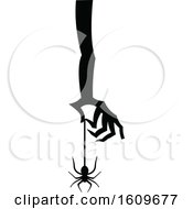 Clipart Of A Halloween Hand With A Spider Black And White Silhouette Royalty Free Vector Illustration by dero