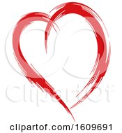 Clipart Of A Red Brush Stroke Heart Royalty Free Vector Illustration