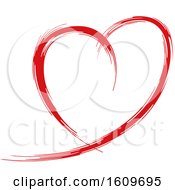 Clipart Of A Red Brush Stroke Heart Royalty Free Vector Illustration