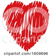 Clipart Of A Red Scribble Heart Royalty Free Vector Illustration