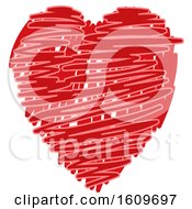 Clipart Of A Red Scribble Heart Royalty Free Vector Illustration