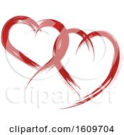 Clipart Of Red Brush Stroke Hearts Royalty Free Vector Illustration
