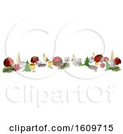 Poster, Art Print Of 3d Christmas Website Banner With Baubles And Decorations In Snow