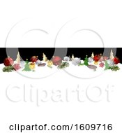 Poster, Art Print Of 3d Christmas Website Banner With Baubles And Decorations In Snow