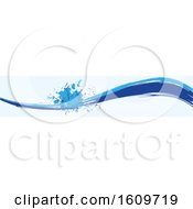 Clipart Of A Blue Wave And Splatter Website Border Or Header Banner Royalty Free Vector Illustration