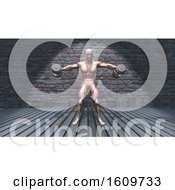 3D Male Figure In Dumbbell Standing Lateral Raise Raised Arms Pose