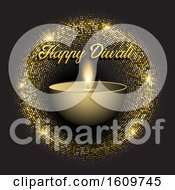 Poster, Art Print Of Diwali Background With Gold Glittery Lights