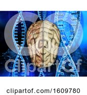 3D Medical Background With Healthy And Unhealthy Brain On DNA Strands