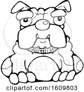 Poster, Art Print Of Black And White Sitting Bulldog