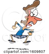 Cartoon Angry White Business Woman Throwing A Tantrum