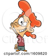 Clipart Of A Cartoon Red Haired White Girl Holding A Hand Up For A High Five Royalty Free Vector Illustration