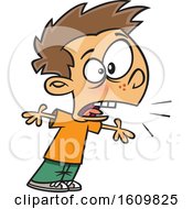 Clipart Of A Cartoon White Boy Yelling Royalty Free Vector Illustration