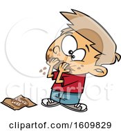 Clipart Of A Cartoon White Boy Pigging Out On Chocolate Day Royalty Free Vector Illustration