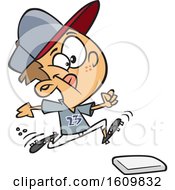 Clipart Of A Cartoon White Boy Running To A Baseball Base Royalty Free Vector Illustration