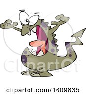 Clipart Of A Cartoon Scary Monster Holding Up His Arms Royalty Free Vector Illustration