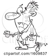Clipart Of A Cartoon Black And White Zombie Business Man Royalty Free Vector Illustration