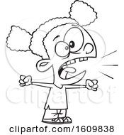 Clipart Of A Cartoon Black And White Black Girl Yelling Royalty Free Vector Illustration