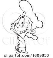Cartoon Lineart Girl Holding A Hand Up For A High Five