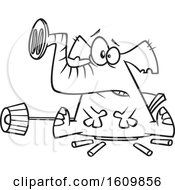 Clipart Of A Cartoon Black And White Elephant In The Room Breaking Furniture Royalty Free Vector Illustration