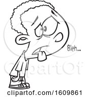 Clipart Of A Cartoon Black And White Black Boy Making A Bleh Sound Royalty Free Vector Illustration