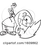 Clipart Of A Cartoon Black And White Boy Bending Over Backwards Royalty Free Vector Illustration