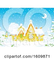 Poster, Art Print Of Fairy Tale Log House With Snow On A Winter Night