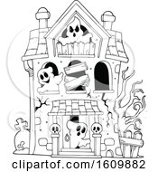 Poster, Art Print Of Black And White Haunted House With Ghosts