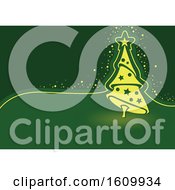 Clipart Of A Green Christmas Tree Background Royalty Free Vector Illustration