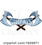 Clipart Of Crossed Viking Axes And Text Royalty Free Vector Illustration by AtStockIllustration