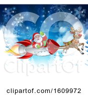 Poster, Art Print Of Santa Sleigh Rocket Christmas Background