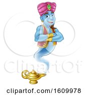 Genie Magic Lamp Aladdin Pantomime Cartoon by AtStockIllustration