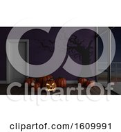 3D Contemporary Empty Room With Jack O Lantern