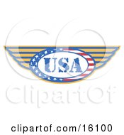 Poster, Art Print Of Circle Of Stars And Stripes Around The Usa Made In The United States With Wings
