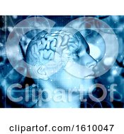 Poster, Art Print Of 3d Medical Background With Male Figure And Brain Highlighted