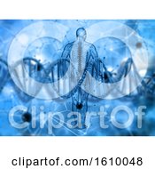 3D Medical Background With Male Figure And DNA Strand