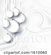 Hanging Christmas Baubles On A White Marble Style Texture
