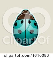 Clipart Of A Cartoon Styled Persian Green Ladybug Icon On A Beige Background Royalty Free Vector Illustration
