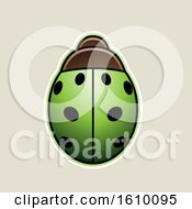 Clipart Of A Cartoon Styled Green Ladybug Icon On A Beige Background Royalty Free Vector Illustration by cidepix