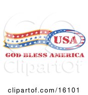 Poster, Art Print Of Circle Of Stars And Stripes Around The Usa Made In The United States With Trailing Stars And Text Reading God Bless America